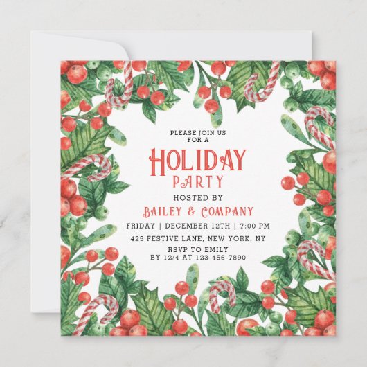 Floral kerstmis op feestdag kaart (Voorkant)