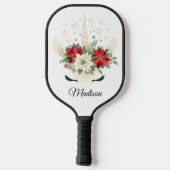 Floral Kerstmis Unicorn - Persoonlijke naam Pickleball Paddle (Achterkant)