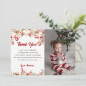 Floral Kerstmis Verjaardag Dank u kaart Foto (Staand voorkant)