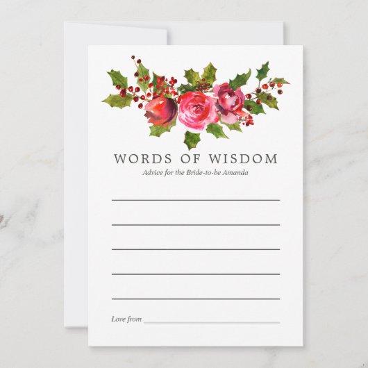 Floral Kerstmis Vrijgezellenfeest Advice for Bride Kaart (Voorkant)