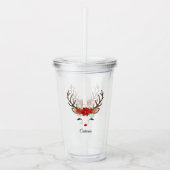 Floral kerstrenrendiernaam acryl drinkbeker (Voorkant)
