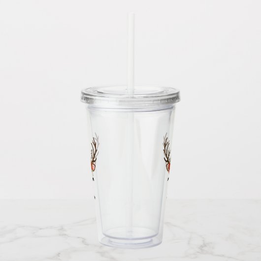 Floral kerstrenrendiernaam acryl drinkbeker (Rechts)