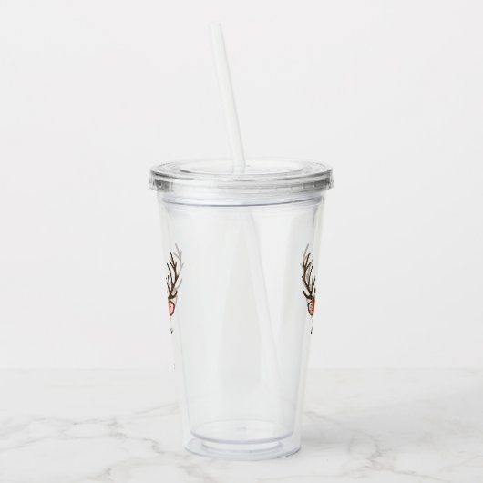 Floral kerstrenrendiernaam acryl drinkbeker (Links)