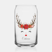 Floral kerstrenrendiernaam blikvorm glas (Voorkant)