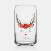 Floral kerstrenrendiernaam blikvorm glas (Achterkant)