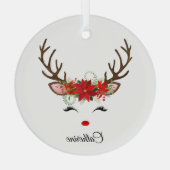 Floral kerstrenrendiernaam glas ornament (Achterkant)