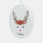 Floral kerstrenrendiernaam glas ornament (Voorkant links)