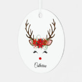 Floral kerstrenrendiernaam metalen ornament (Voorkant links)