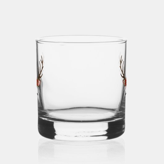 Floral kerstrenrendiernaam whisky glas (Links)