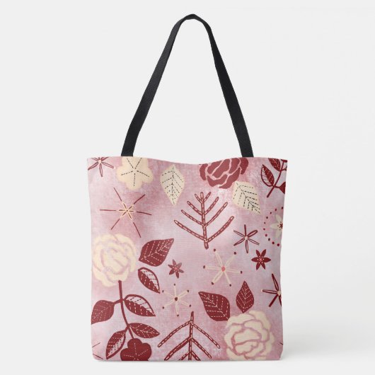 Floral kerstroos canvas tas (Achterkant)