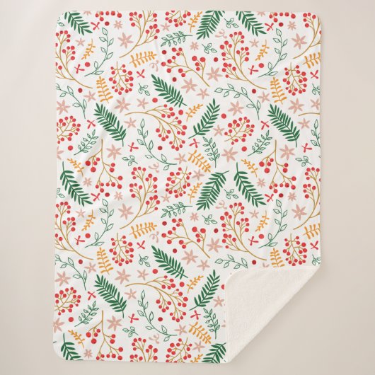 Floral kerstSherpa Blanket Sherpa Deken (Voorkant)
