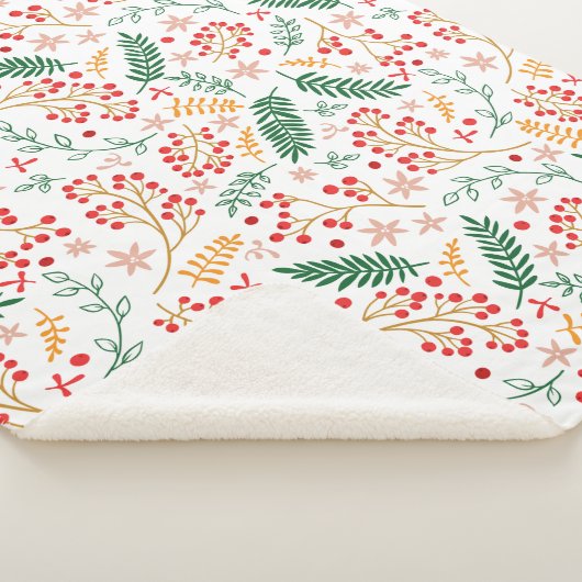 Floral kerstSherpa Blanket Sherpa Deken (3/4)