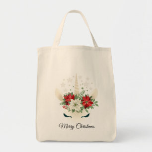 Floral kerstunicorn   Vrolijk kerstfeest Tote Bag
