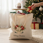 Floral kerstunicorn | Vrolijk kerstfeest Tote Bag