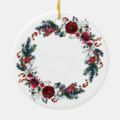 Floral Kerstwinter Red Wreath Godmothers Keramisch Ornament (Achterkant)