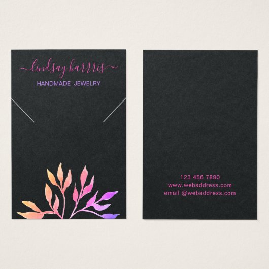 Floral Ketting Black Jewelry Display Card. Visitekaartje (Voorkant /achterkant)