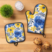 "Floral Keuken Charm" Ovenwant & Pannenlap Set (Top down)