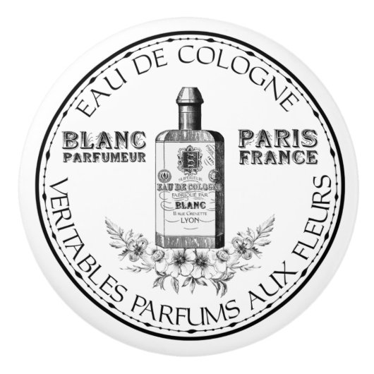 Floral-Keulen-witte  parfumerieën Keramische Knop (Voorkant)