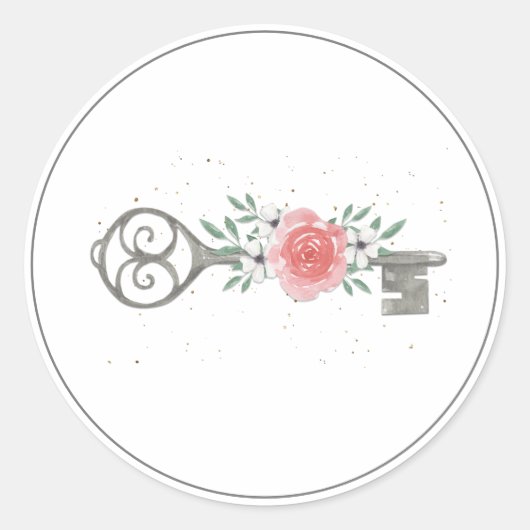 Floral Key Nieuw startpunt Ronde Sticker (Voorkant)