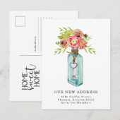  Floral Key | Verplaatsingsaankondiging Briefkaart (Voorkant / Achterkant)