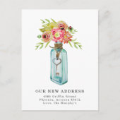  Floral Key | Verplaatsingsaankondiging Briefkaart (Voorkant)