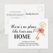 Floral Keys Nieuw Home Adres Verhuisaankondiging Briefkaart (Voorkant / Achterkant)
