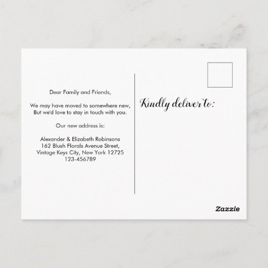 Floral Keys Nieuw Home Adres Verhuisaankondiging Briefkaart (Achterkant)