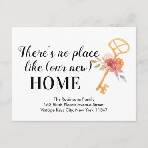 Floral Keys Nieuw Home Adres Verhuisaankondiging Briefkaart