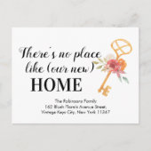 Floral Keys Nieuw Home Adres Verhuisaankondiging Briefkaart (Voorkant)