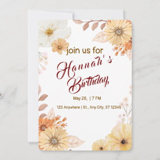 Floral Kids Verjaardag Uitnodiging – Whimsical Gar
