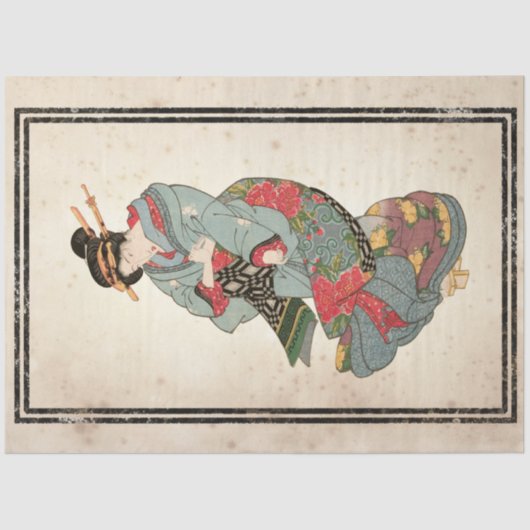 Floral Kimono Japans  ontvlechtingskunst Tissuepapier (Voorkant)