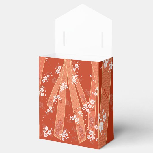 Floral Kimono Pattern Coral Bedankdoosjes (Geopend)