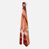 Floral Kimono Pattern Coral Stropdas (Achterkant)