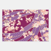 Floral Kimono Pattern Violet Inpakpapier Vel (Voorkant 3)