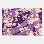 Floral Kimono Pattern Violet Inpakpapier Vel (Voorkant 2)