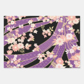 Floral Kimono Pattern Violet Inpakpapier Vel (Voorkant 3)