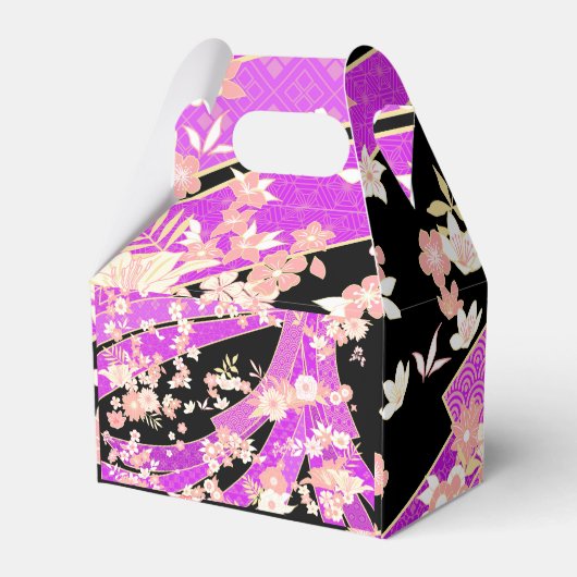 Floral Kimono Pattern Violet Pink Bedankdoosjes (Achterkant)