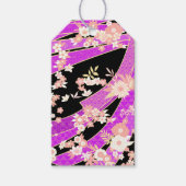 Floral Kimono Pattern Violet Pink Cadeaulabel (Voorkant)