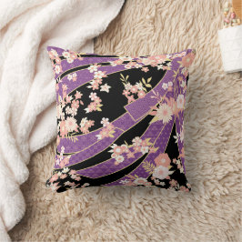 Floral Kimono Pattern Violet Pink Kussen