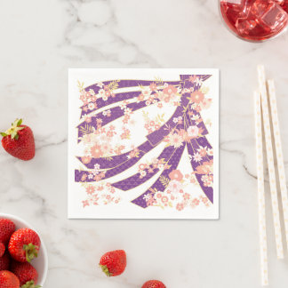 Floral Kimono Pattern Violet Servet