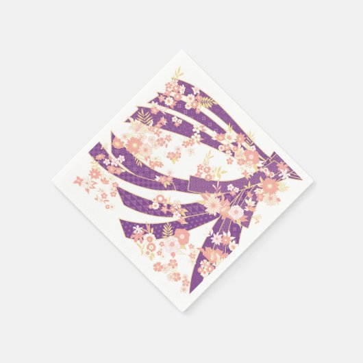 Floral Kimono Pattern Violet Servet (Hoek)