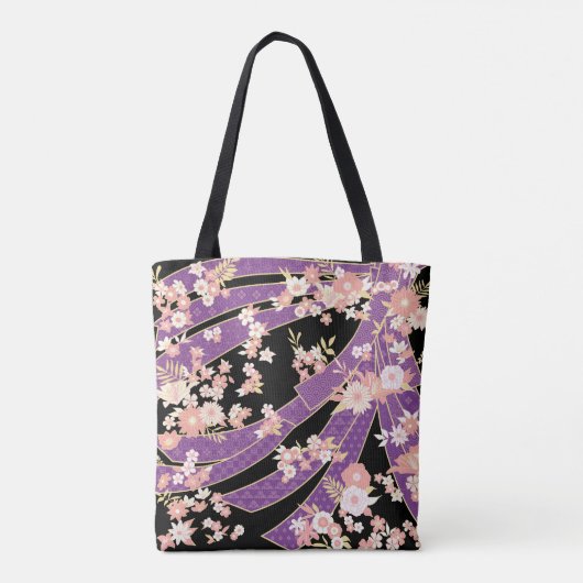 Floral Kimono Pattern Violet Tote Bag (Achterkant)