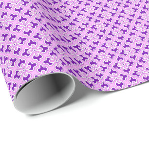 Floral kimono print, amethyst en orchidee roze cadeaupapier