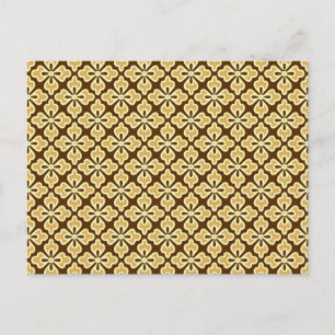Floral kimono print, karamel en chocoladebruin briefkaart