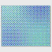 Floral kimono print, kobalt en aqua cadeaupapier (Vlak)