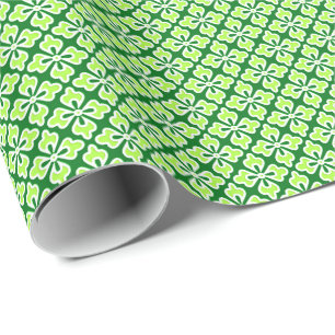 Floral kimono print, limoen- en pijngroen cadeaupapier