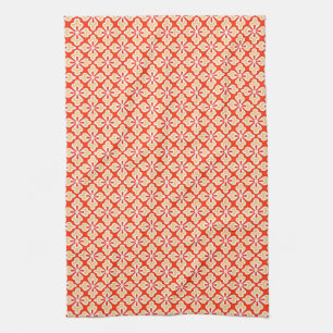 Floral kimono print, perzik en mandarijn sinaasapp theedoek
