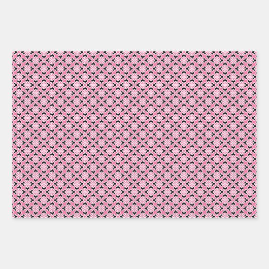 Floral Kimono Print, Red, Roze en Indigo Inpakpapier Vel (Voorkant 2)