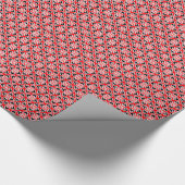 Floral kimono print, rood, zwart en wit cadeaupapier (Hoek)