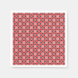 Floral kimono print, rood, zwart en wit servetten